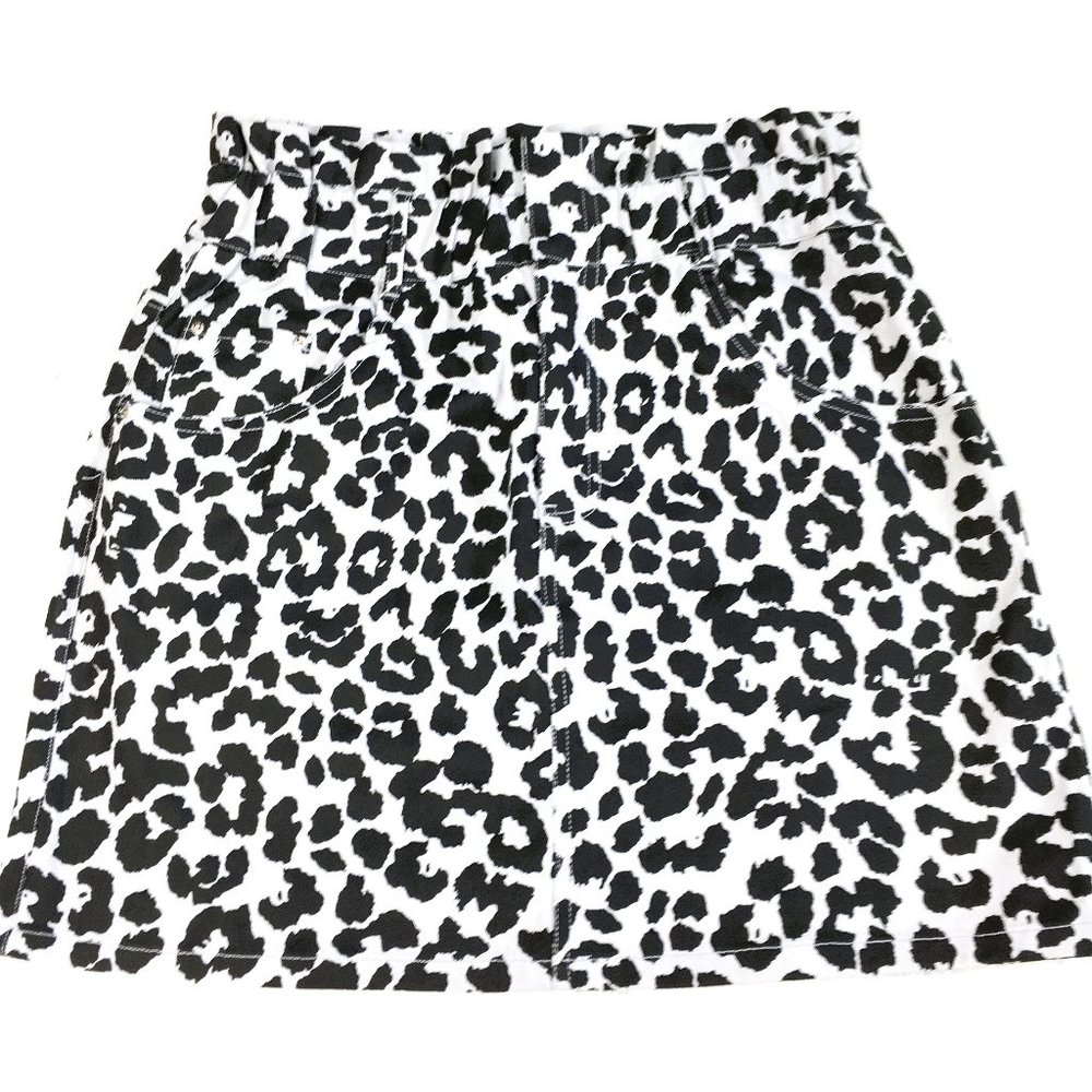 Millibon Paperbag Waist Leopard Jean Mini Skirt